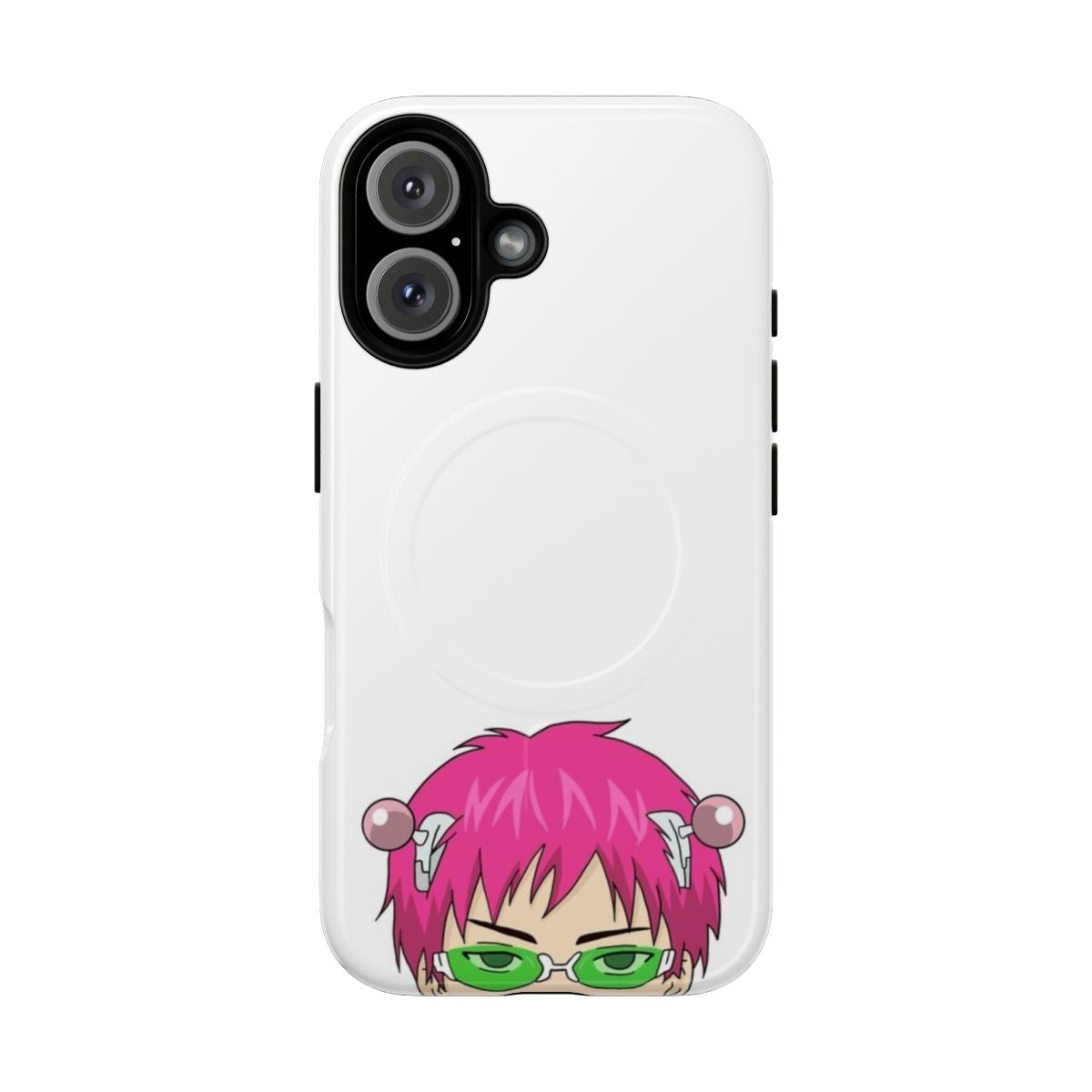 Saiki K inspired tough phone case design featuring the character Saiki