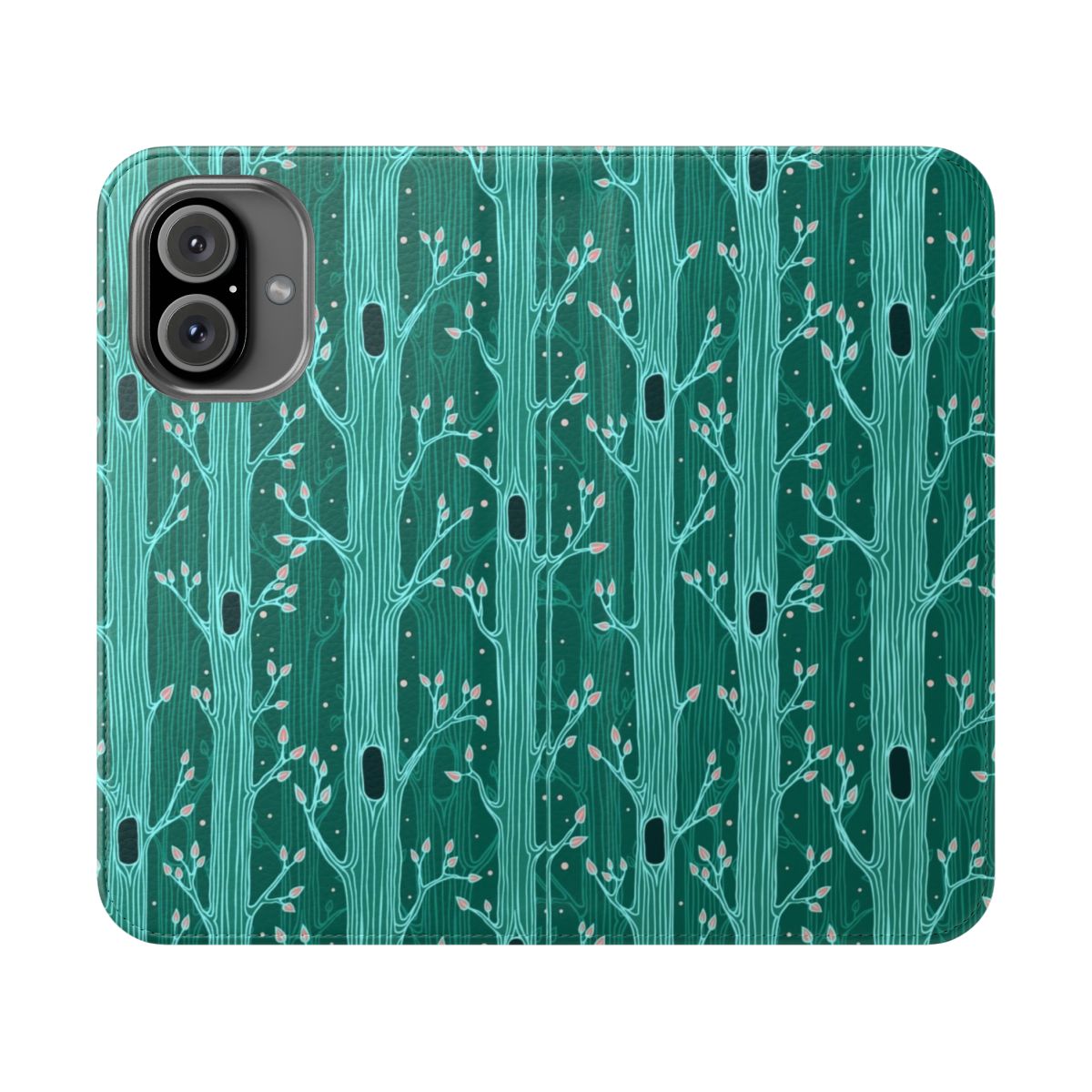 Emerald forest seamless pattern phone case with trees