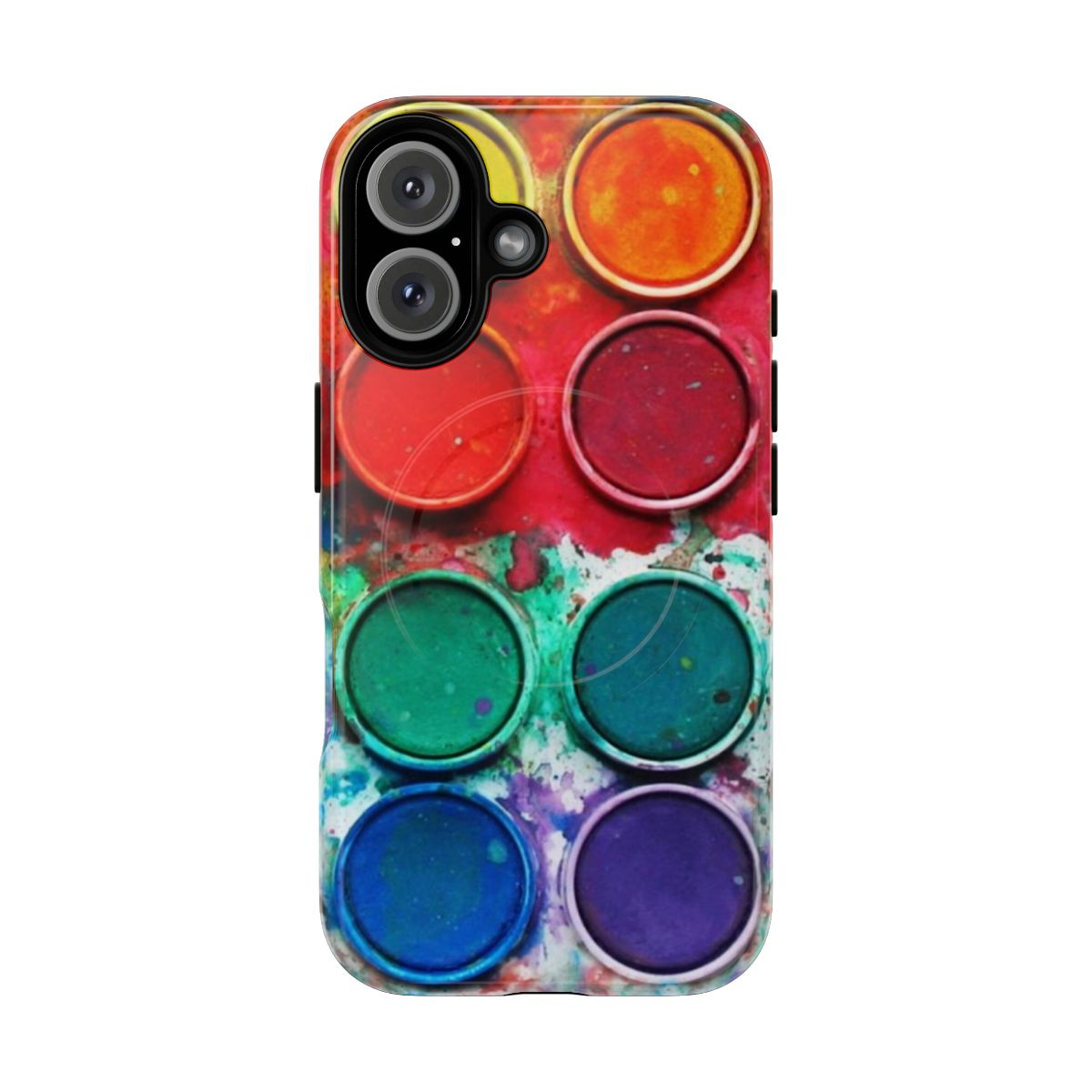 Vibrant Paintbox Palette Magnetic Phone Case featuring an artistic, abstract pattern