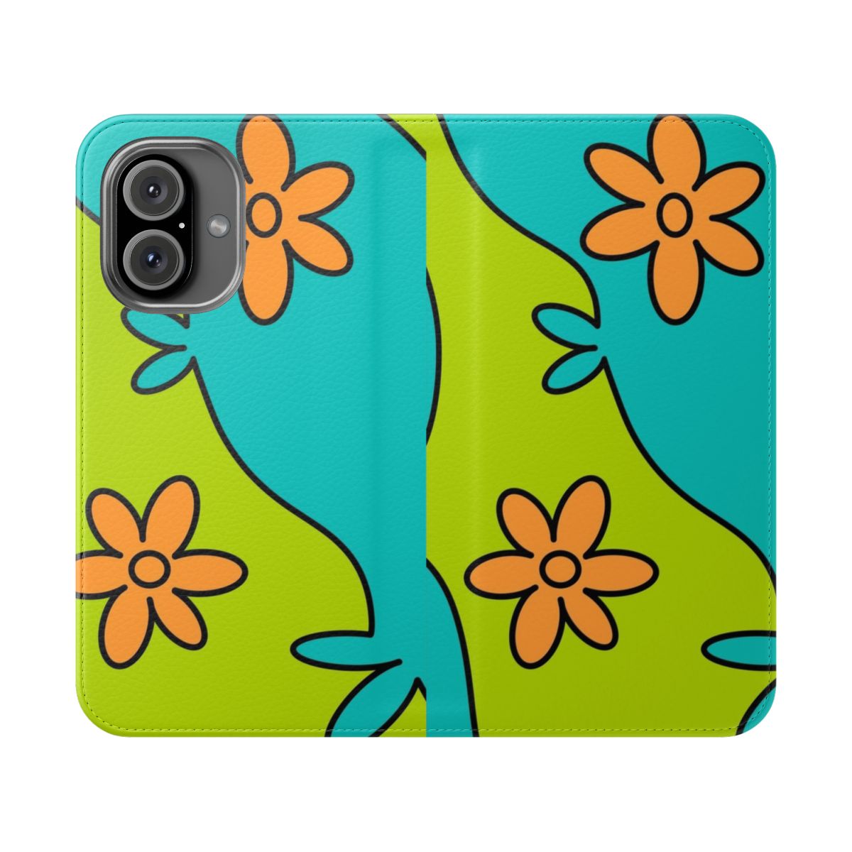 Retro-inspired phone case featuring a whimsical floral design with a touch of mystery