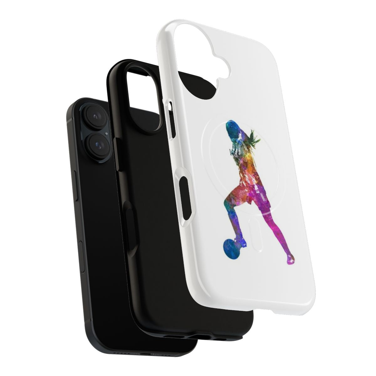 Silhouette of a girl soccer player on a magnetic tough phone case - Layers