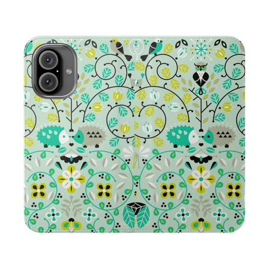 Hedgehog and bunny digital illustration pattern on a phone case