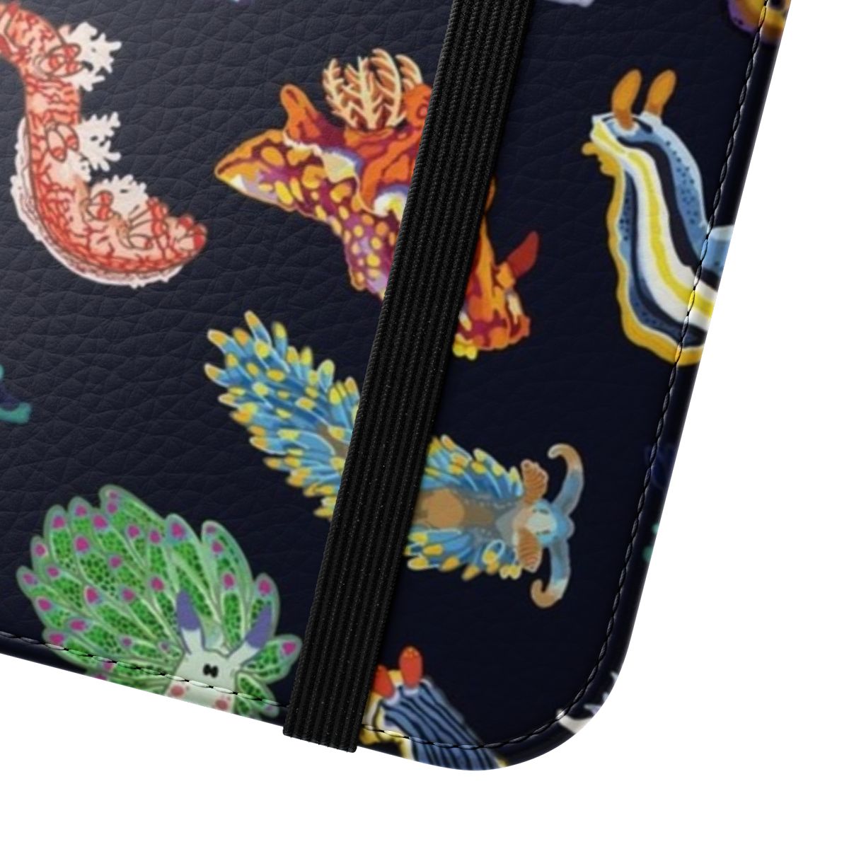 Colorful phone case with a design inspired by vibrant sea slugs and nudibranchs - Close Up