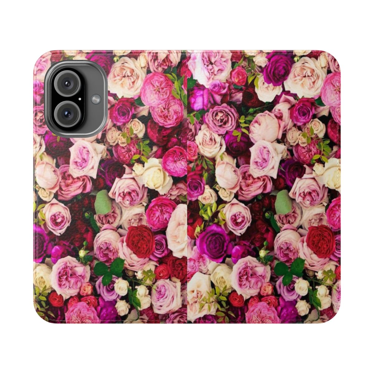 Fashionable floral phone case in pink and white