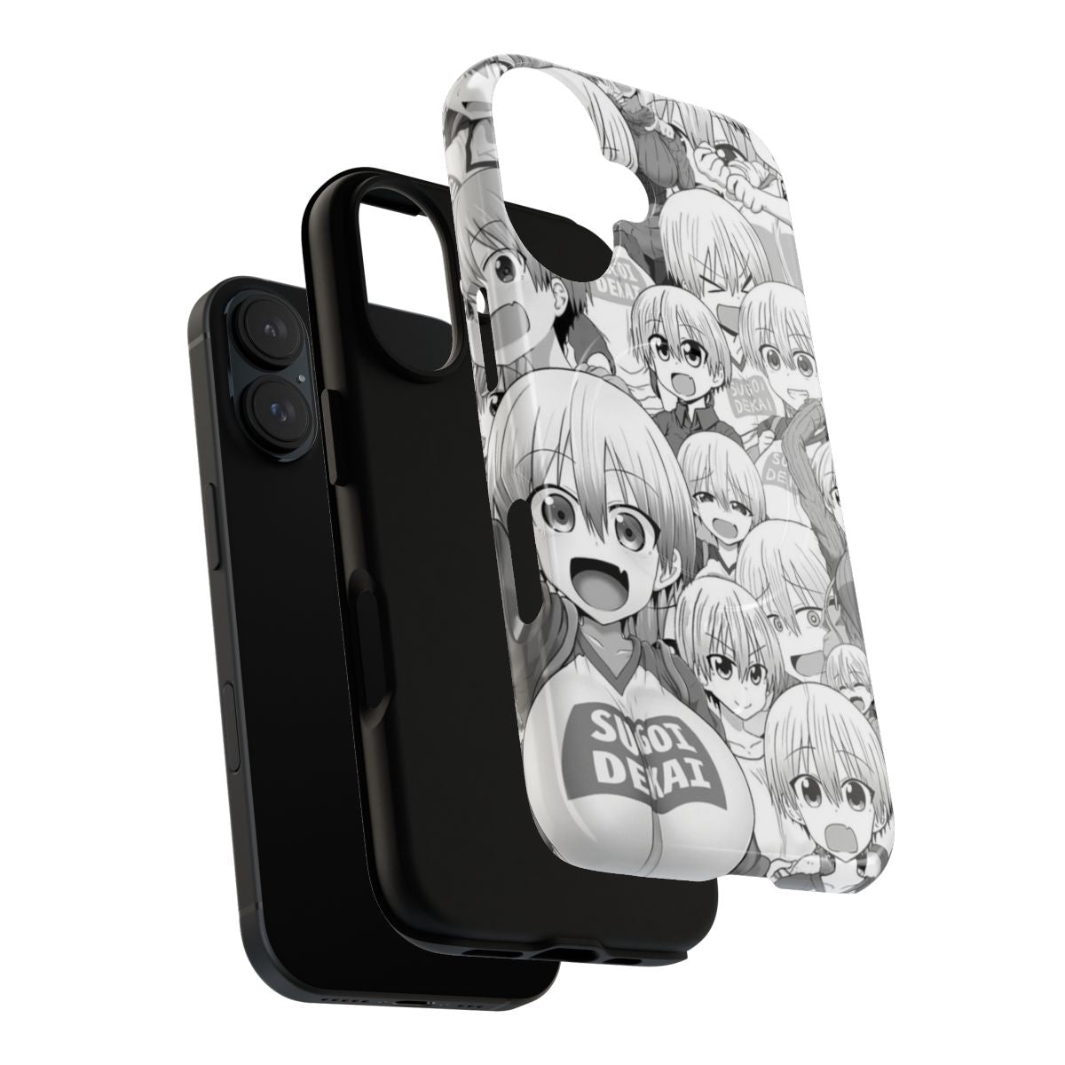 Anime girl phone case with a collage design featuring the popular character Uzaki-chan - Layers