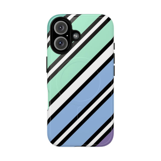 Colorful pride flag stripes on a tough magnetic phone case