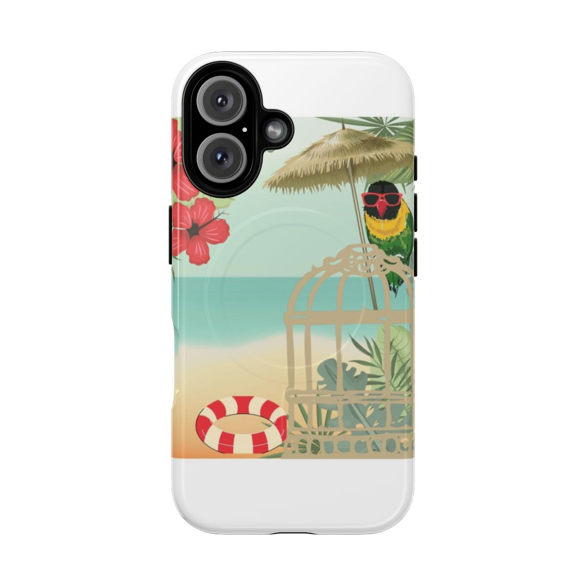 Vibrant tropical floral design phone case with magnetic protection