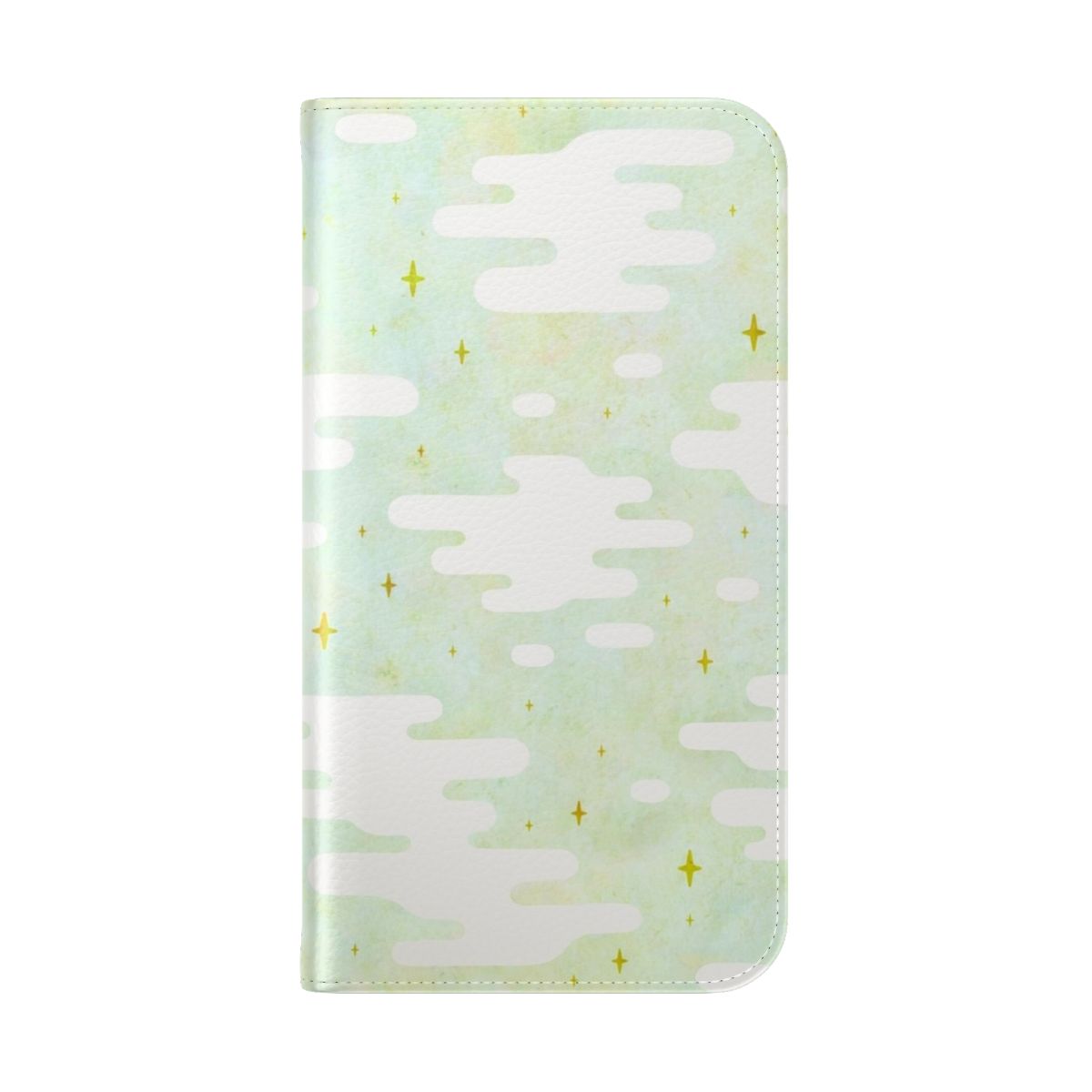 Dreamy cloud pattern pastel mint flip cover phone case - Folded Back