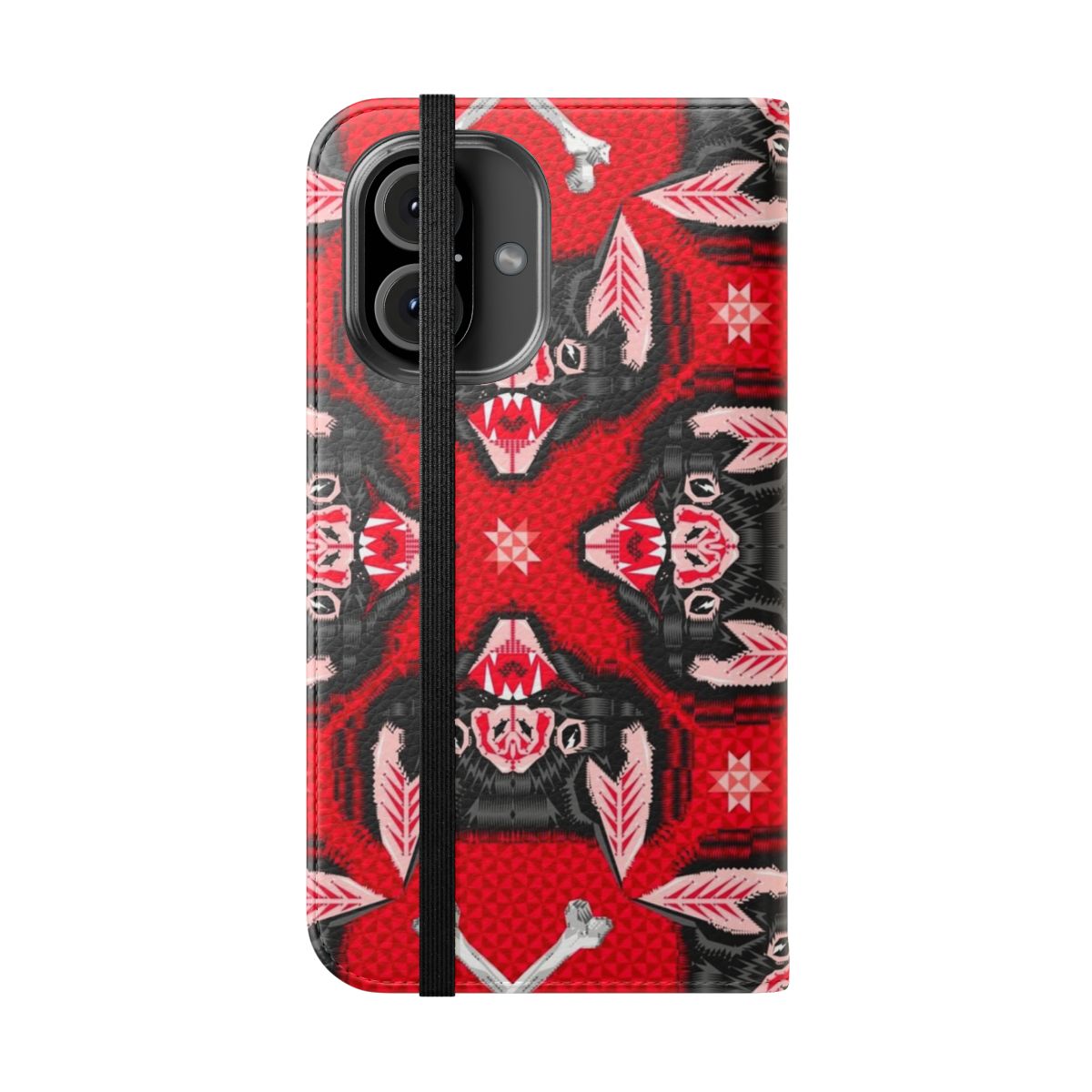 Spooky bat head pattern phone case cover - Folded Front