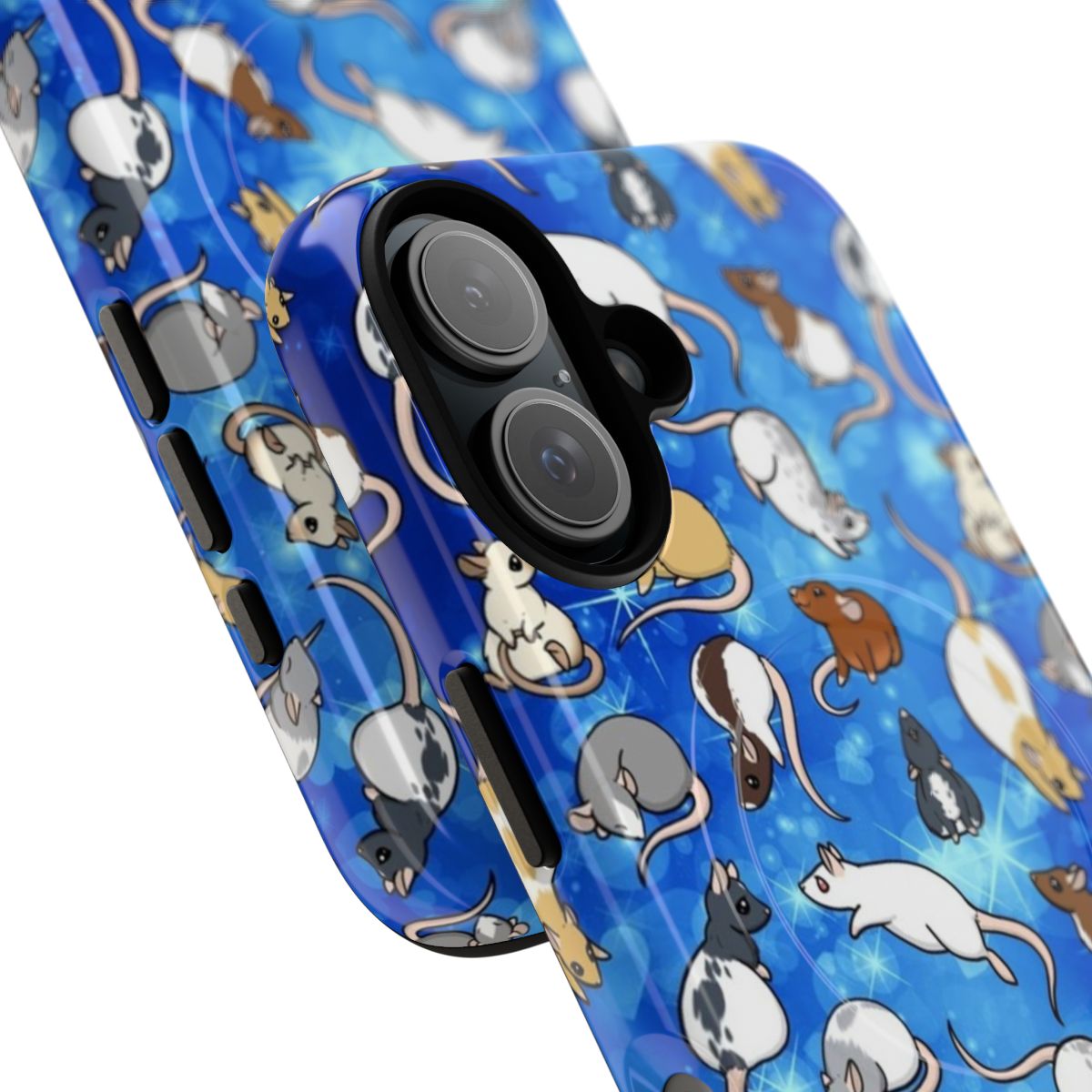 Magnetic tough phone case featuring a cute rat or rodent animal pattern design - Detail