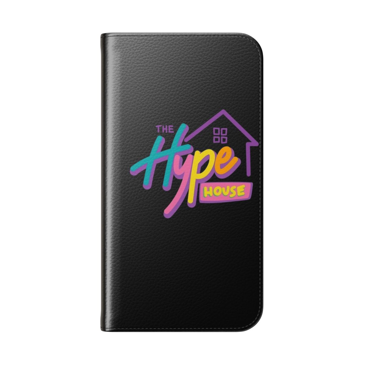 Flip cover phone case featuring the Hype House logo and favorite creators - Folded Back