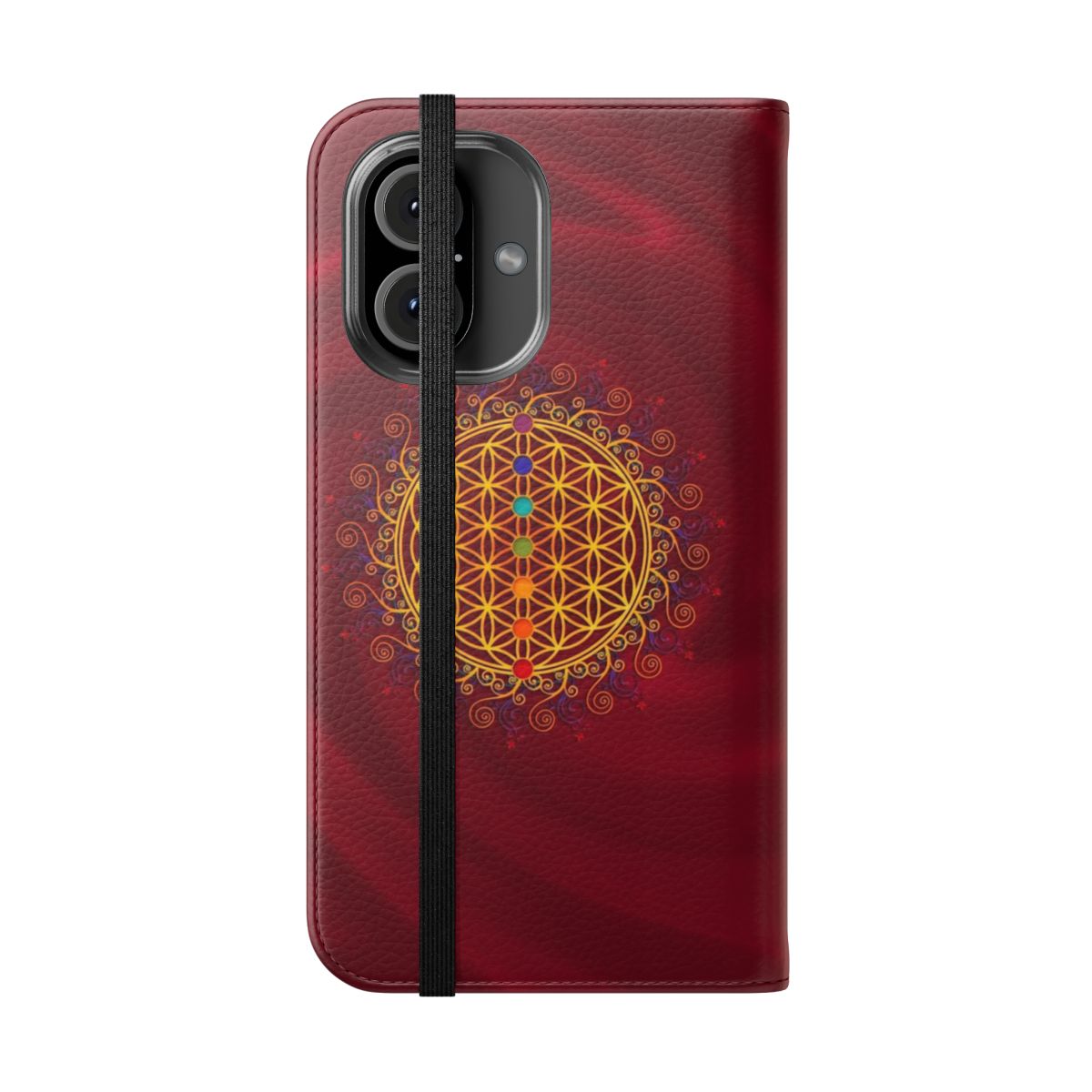 Colorful Flower of Life and Chakra Design Phone Case - Folded Front