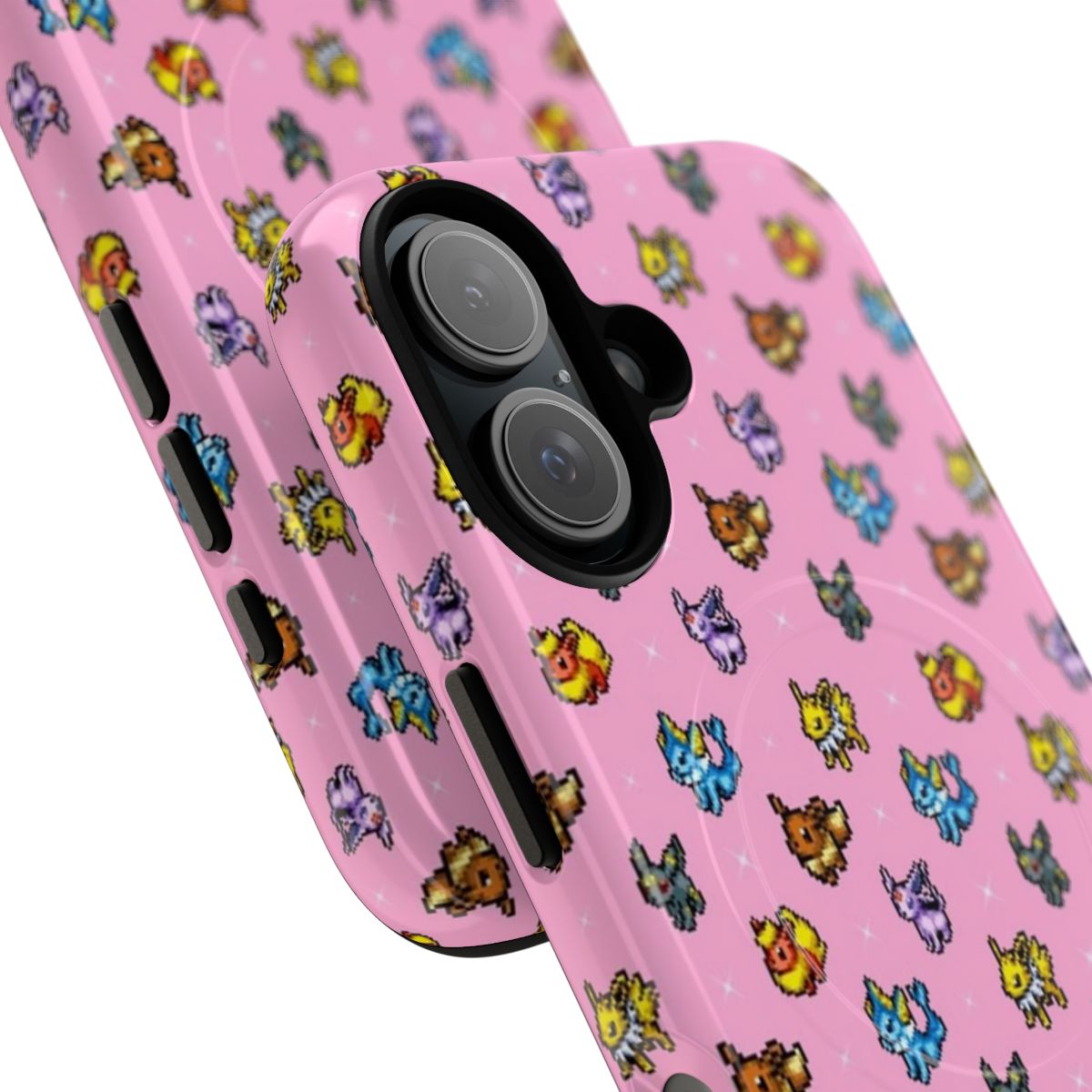 Cute foxes design on a magnetic protective phone case - Detail