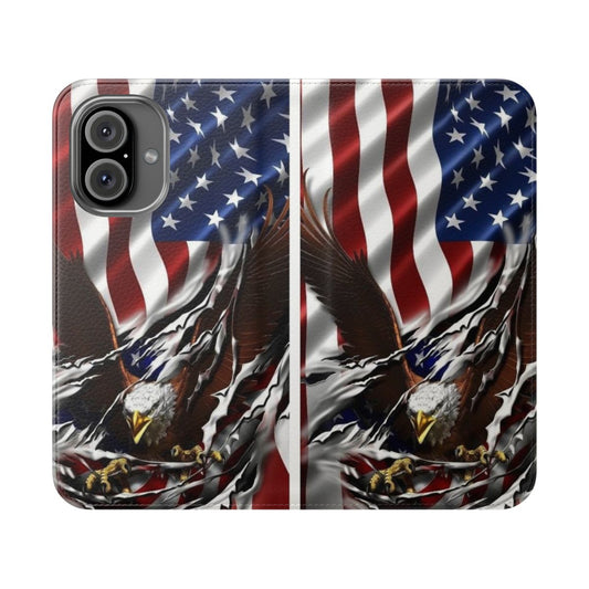 Patriotic phone case with American flag and eagle design