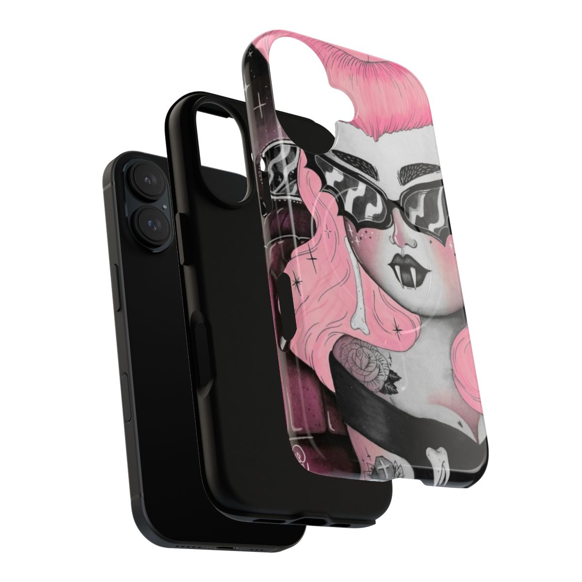 Magnetic tough phone case with a spooky route 666 and gothic horror design - Layers