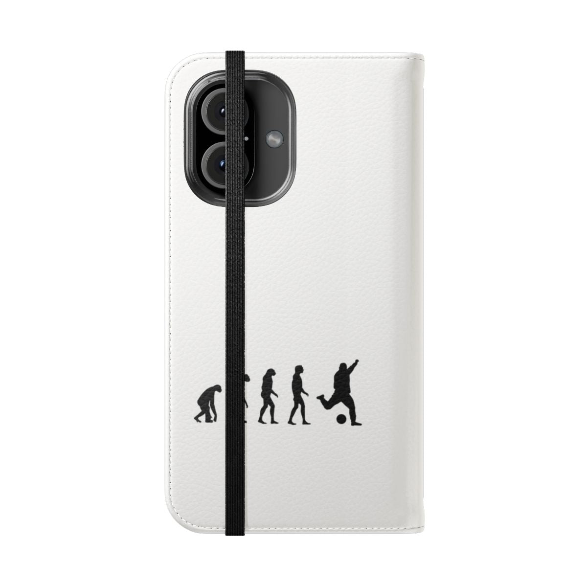 Soccer-themed parody phone case with evolutionary design - Folded Front