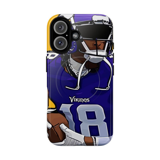 Magnetic tough iPhone case featuring football art design with Justin Jefferson