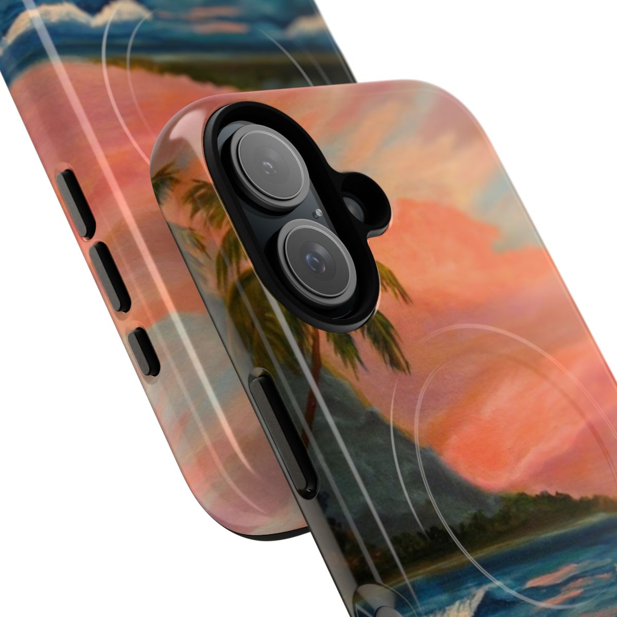 Vibrant sunset and beach landscape phone case - Detail