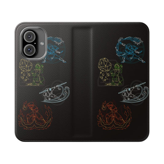 Vibrant illustration of Aang, Katara, Toph, and Zuko from Avatar: The Last Airbender on a phone case