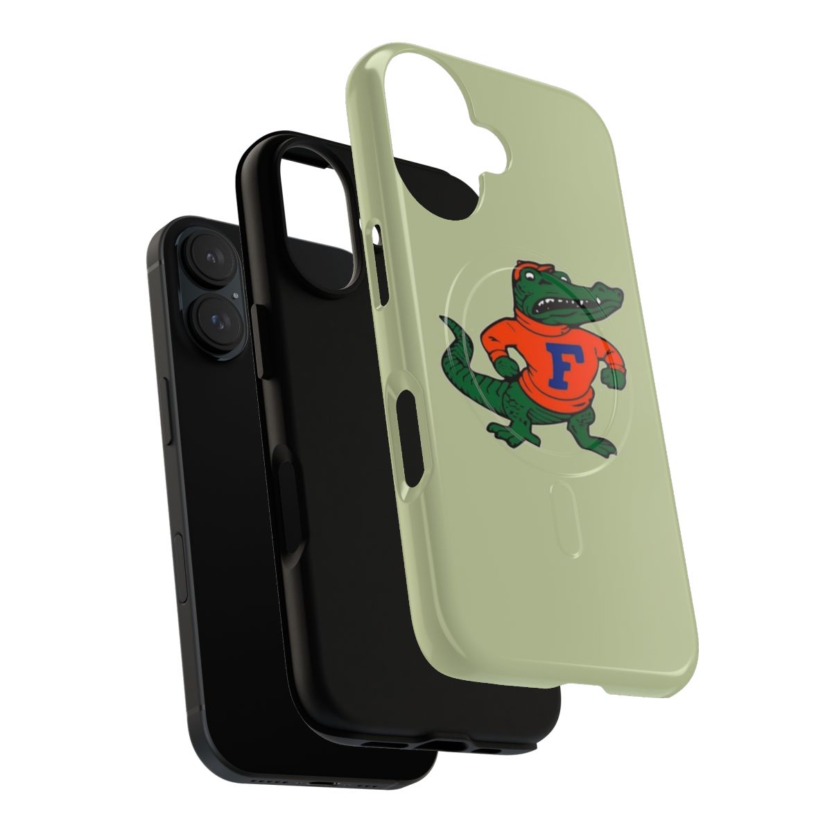 Magnetic phone case featuring a Florida alligator design, perfect for baseball team supporters. - Layers