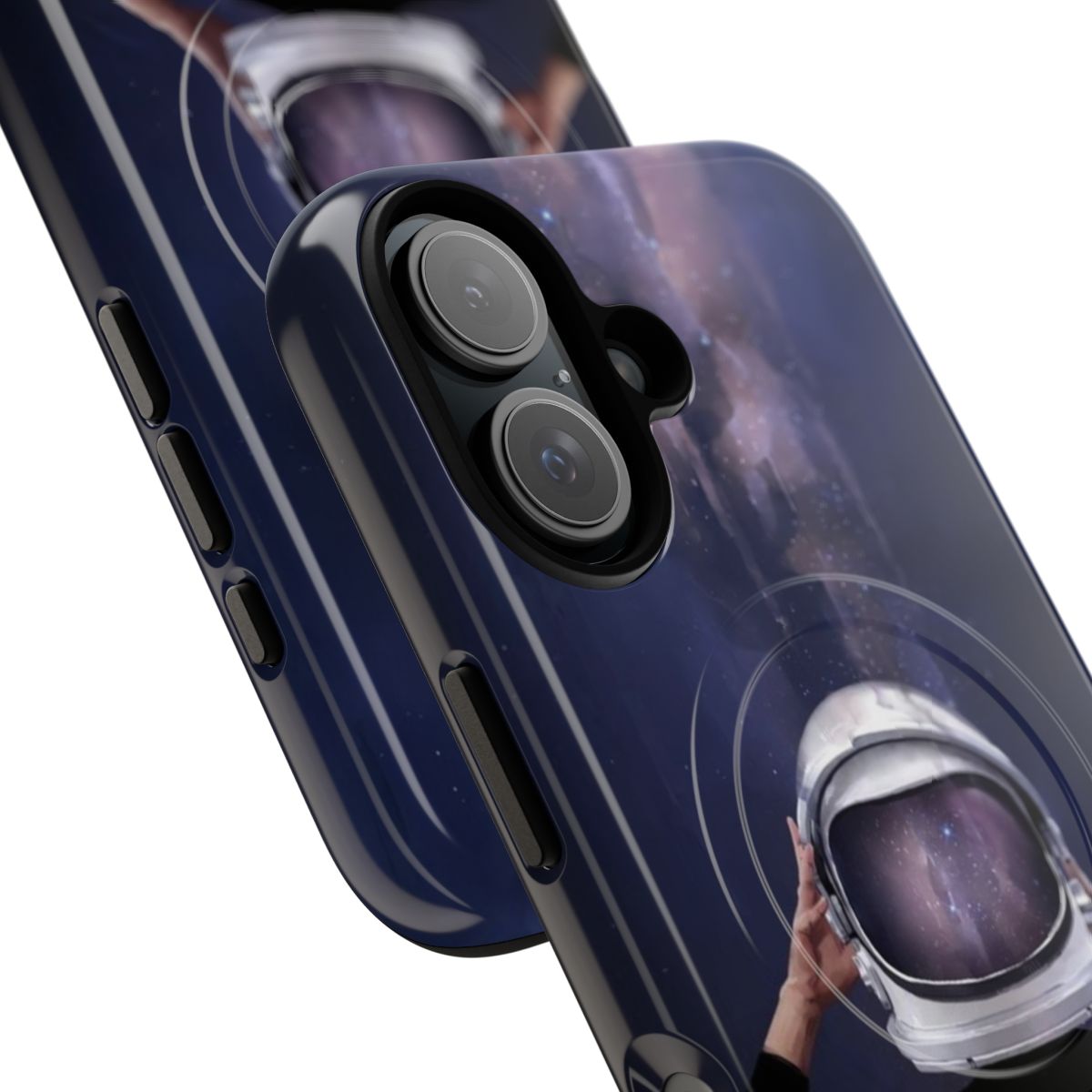 Magnetic protective phone case with space, astronaut, and stars design - Detail