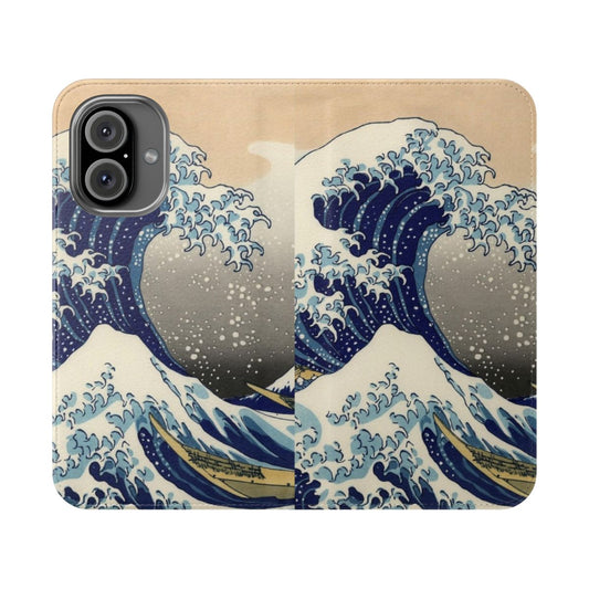 Stylish phone case featuring the iconic "The Great Wave off Kanagawa" artwork by the renowned Japanese artist Hokusai.