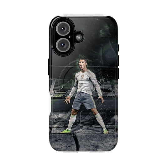 Cristiano Ronaldo-themed magnetic phone case for football enthusiasts