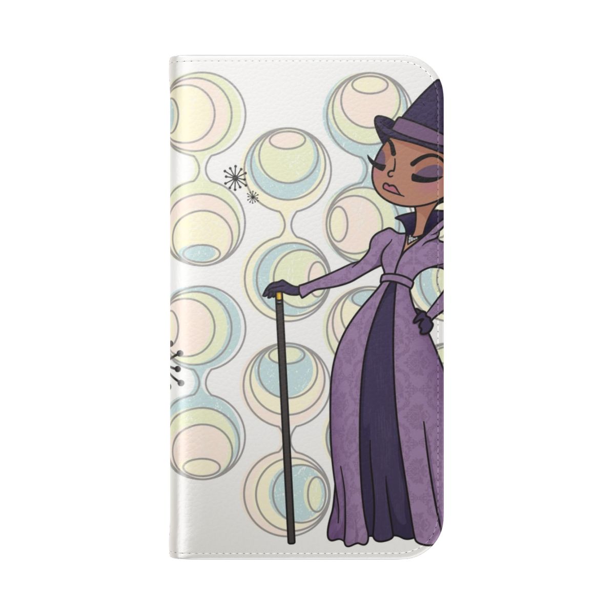 Vintage-inspired flip phone case featuring Lady Danbury from Bridgerton - Folded Back