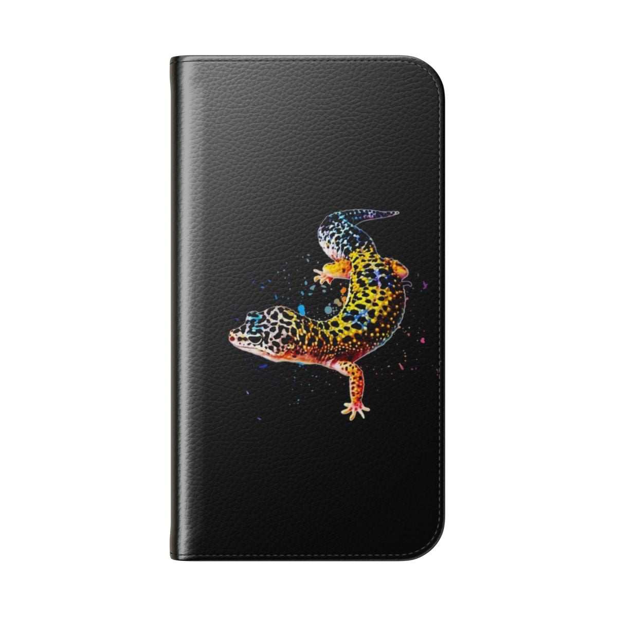 Watercolor illustration of a leopard gecko on a phone case - Folded Back