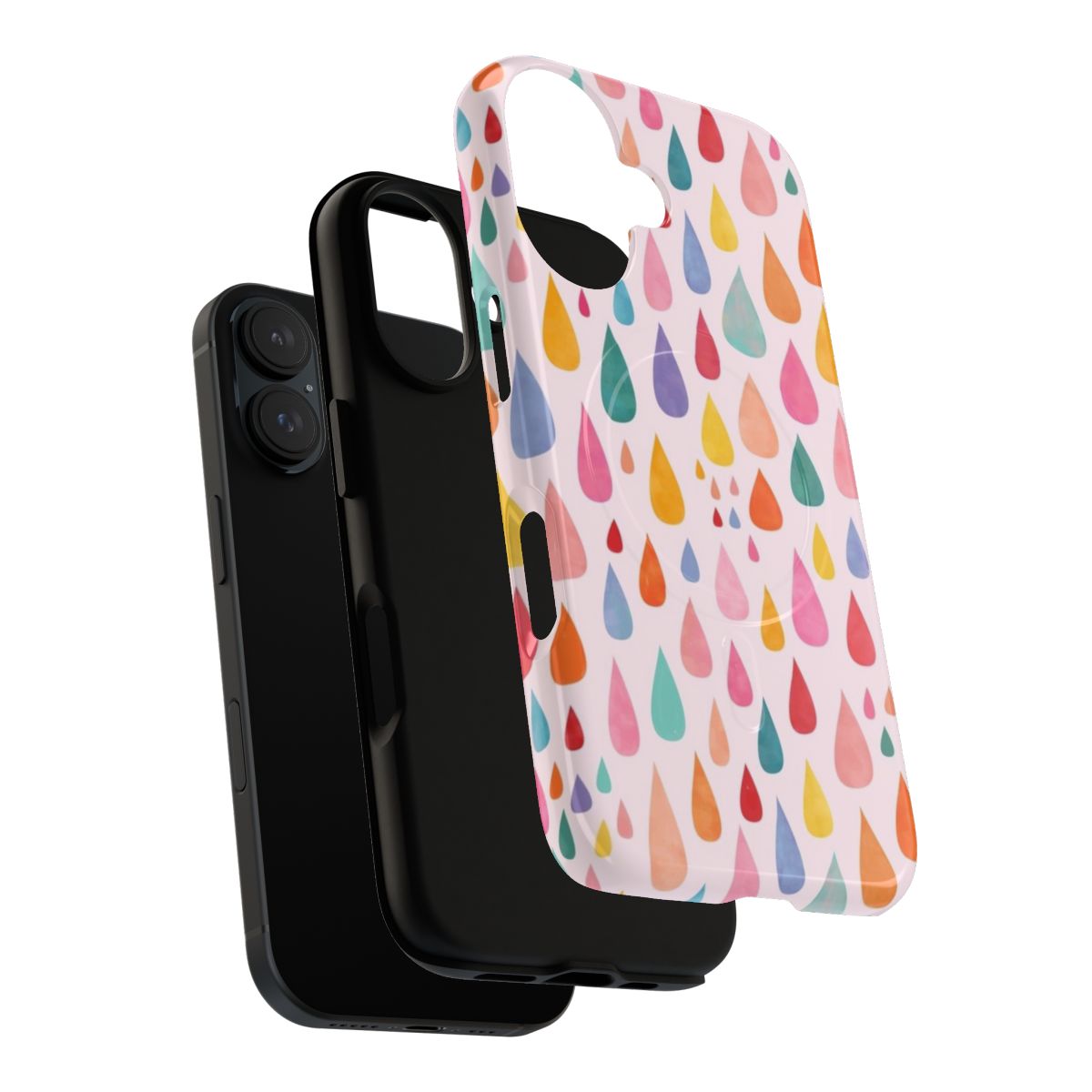 Colorful phone case with abstract rainbow raindrop pattern - Layers