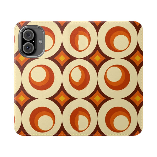 Mid-century modern inspired phone case with a crescent abstract design