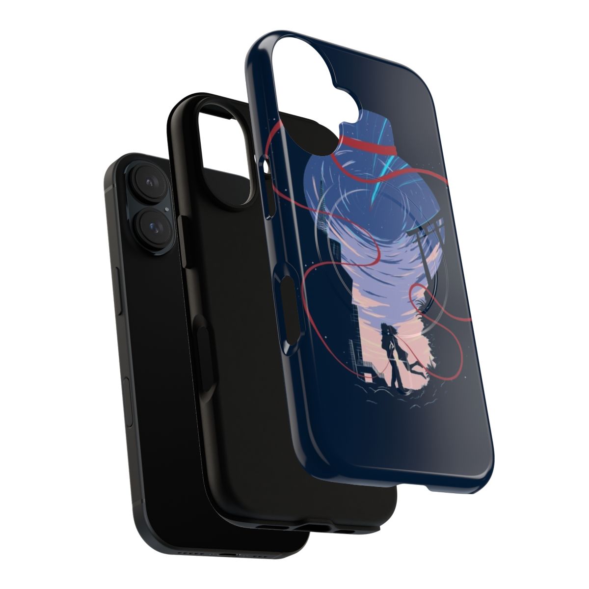 Magnetic phone case featuring the "red string of fate" design from the anime film "Your Name" by Makoto Shinkai. - Layers