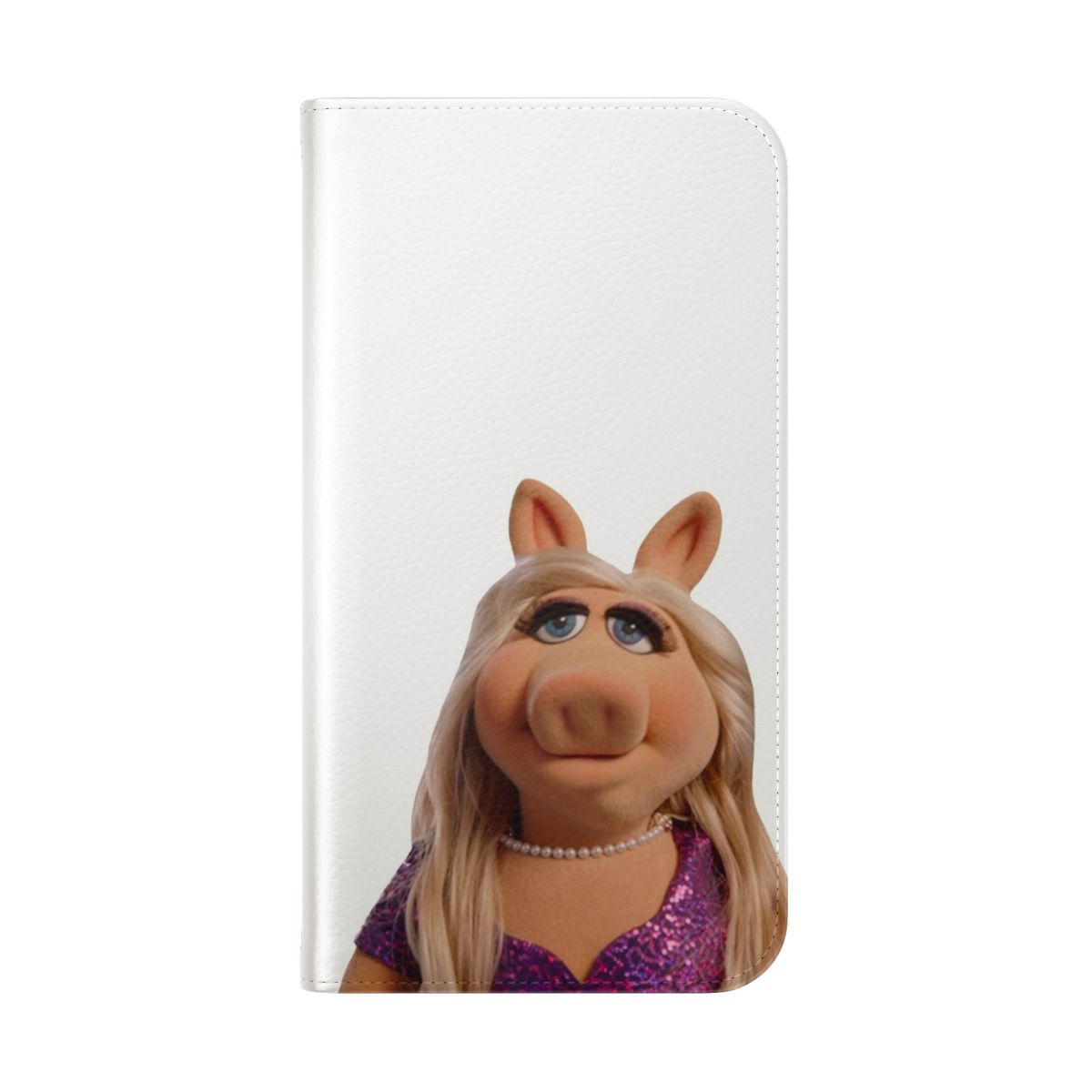 Flip cover phone case featuring a trendy Miss Piggy design - Folded Back