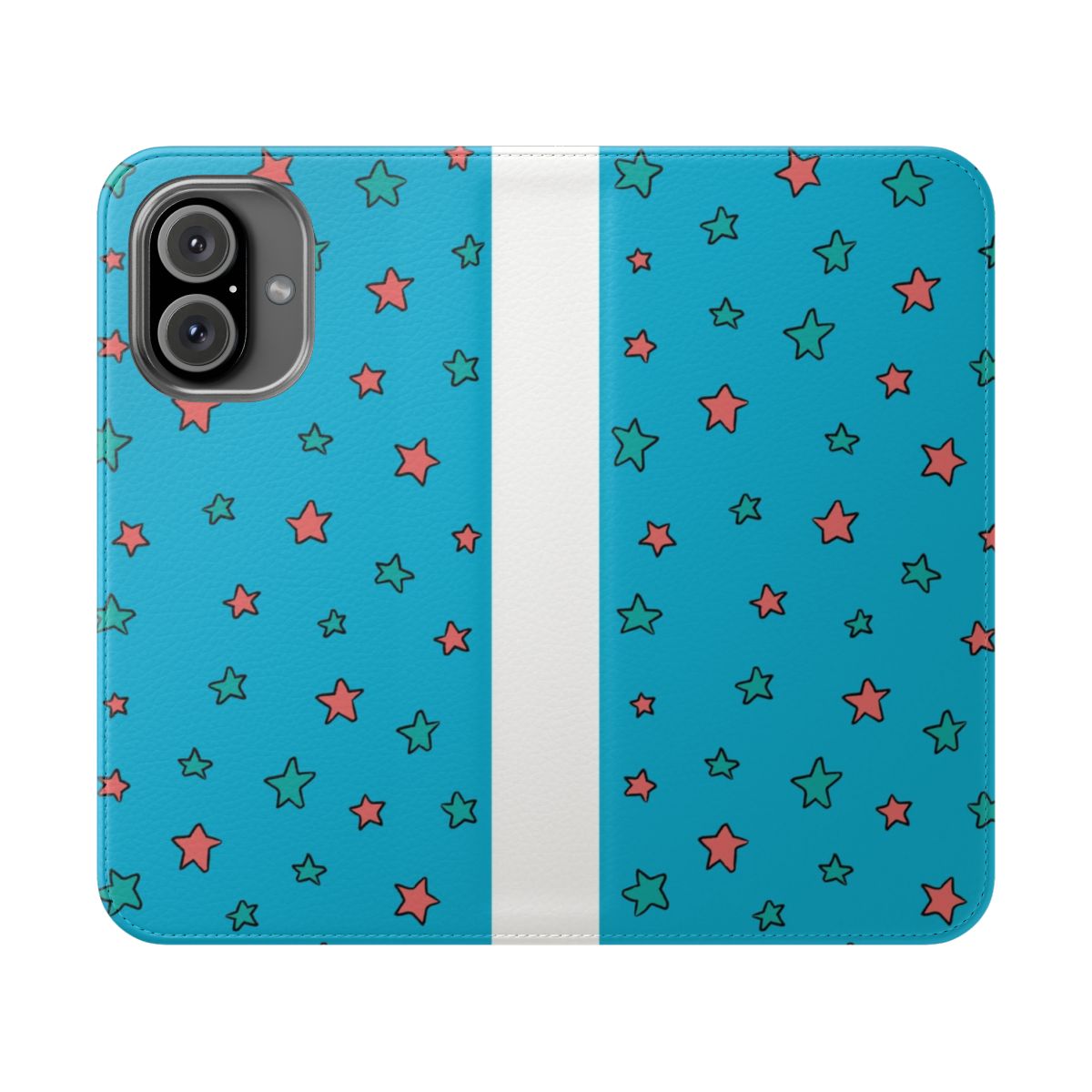 Blue flip phone case with Heartstopper-inspired design featuring Nick Nelson