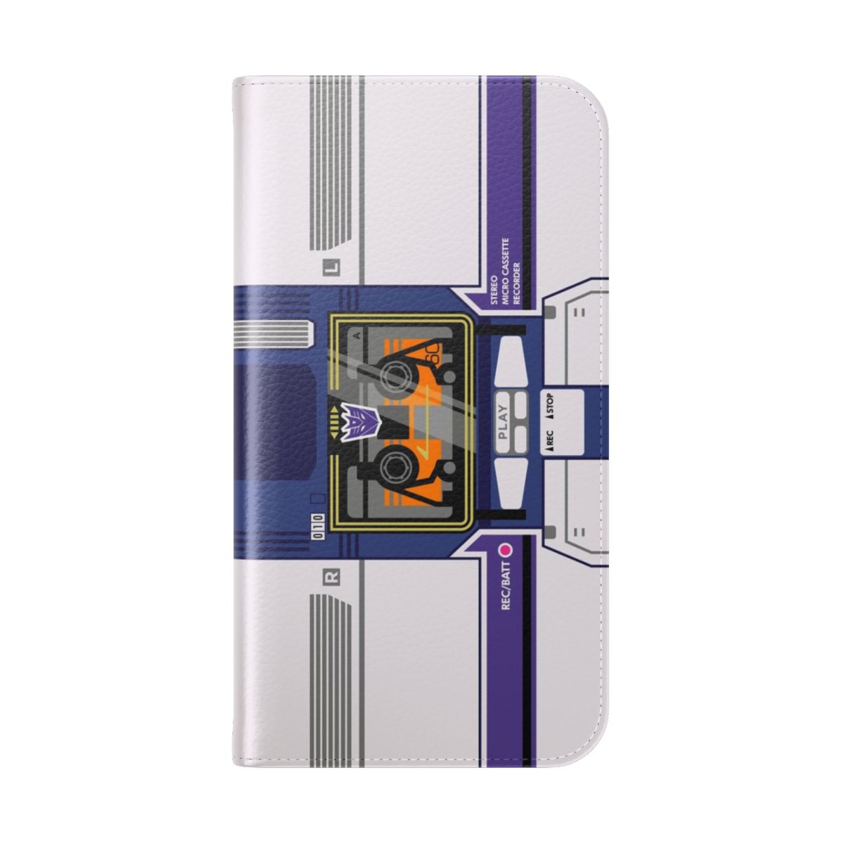 Soundwave inspired flip cover phone case featuring Transformers-like design - Folded Back