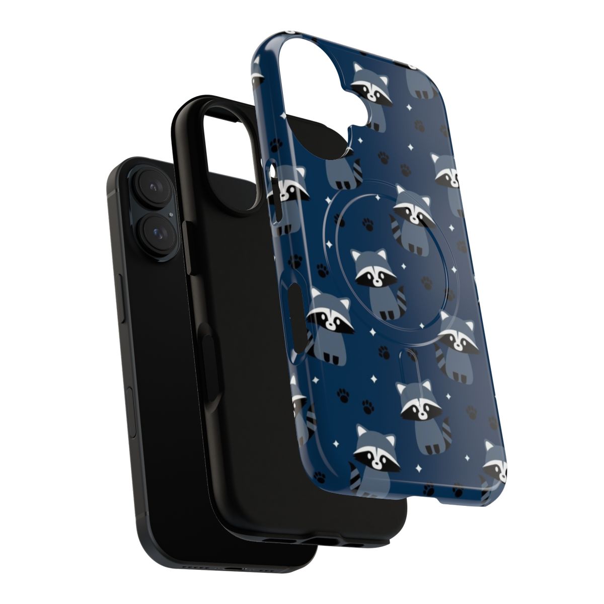 Raccoon pattern magnetic tough phone case - Layers