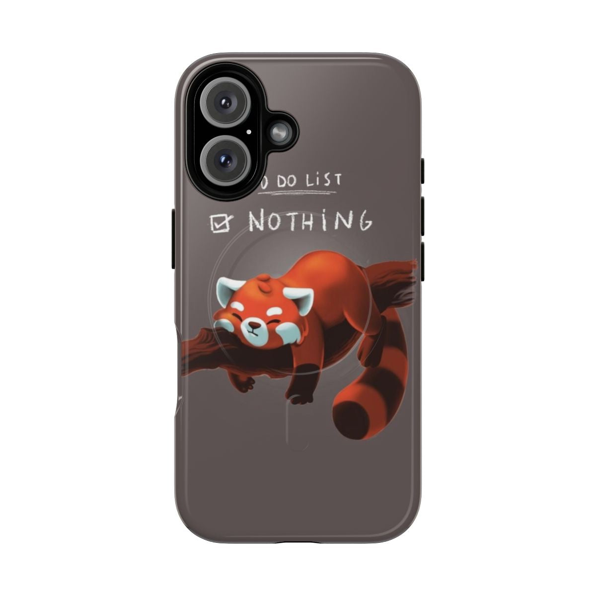 Magnetic tough phone case featuring a cute and fluffy red panda design for procrastinators