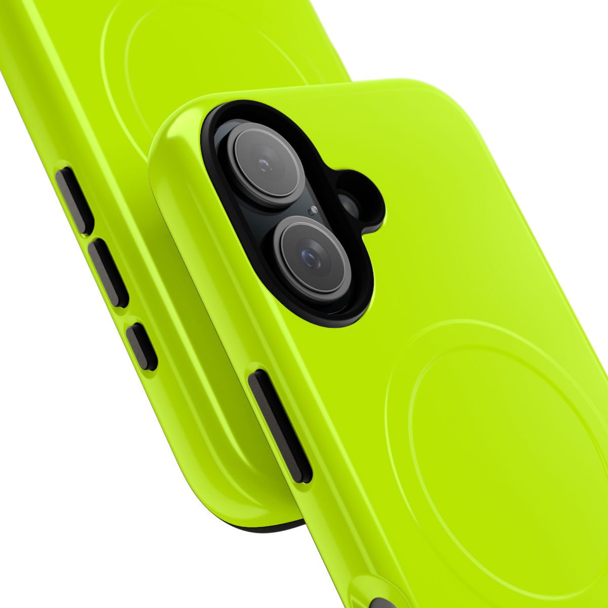 Neon lime green abstract phone case with a modern, textured graphic design - Detail