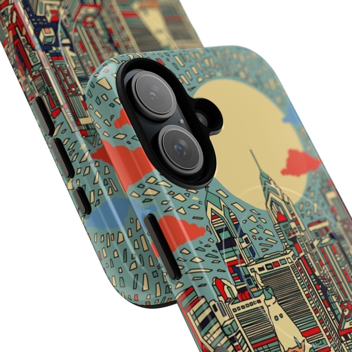 Stunning panoramic view of the Philadelphia skyline on a durable phone case - Detail