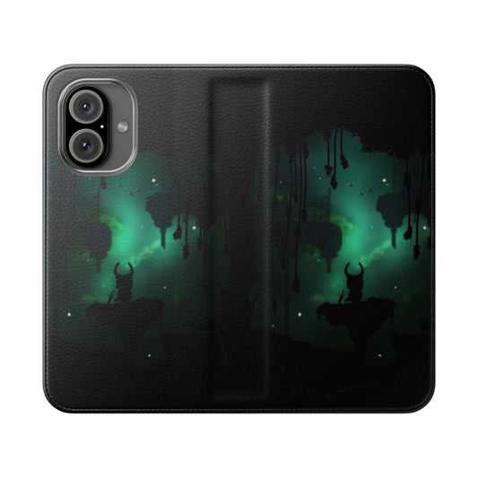 Stylish green flip cover phone case for platform game enthusiasts