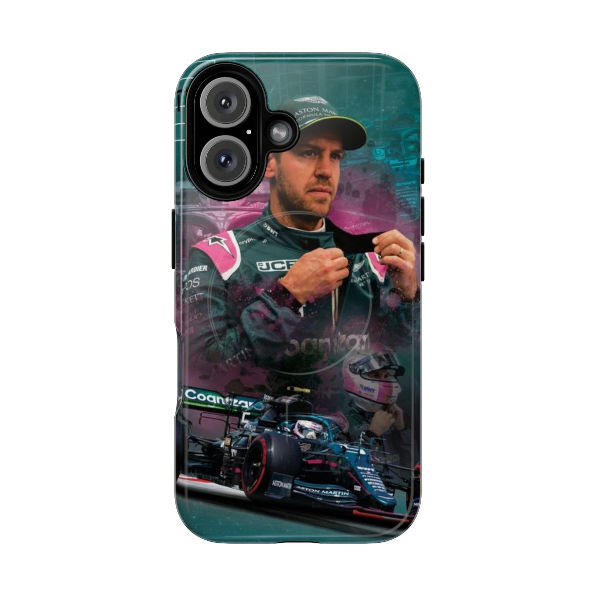 Sleek and durable phone case featuring a Sebastian Vettel-inspired design for Formula 1 fans