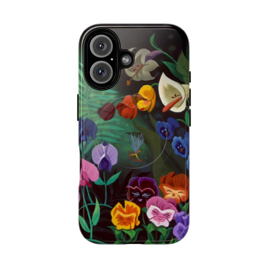 Floral phone case with Alice in Wonderland-inspired design