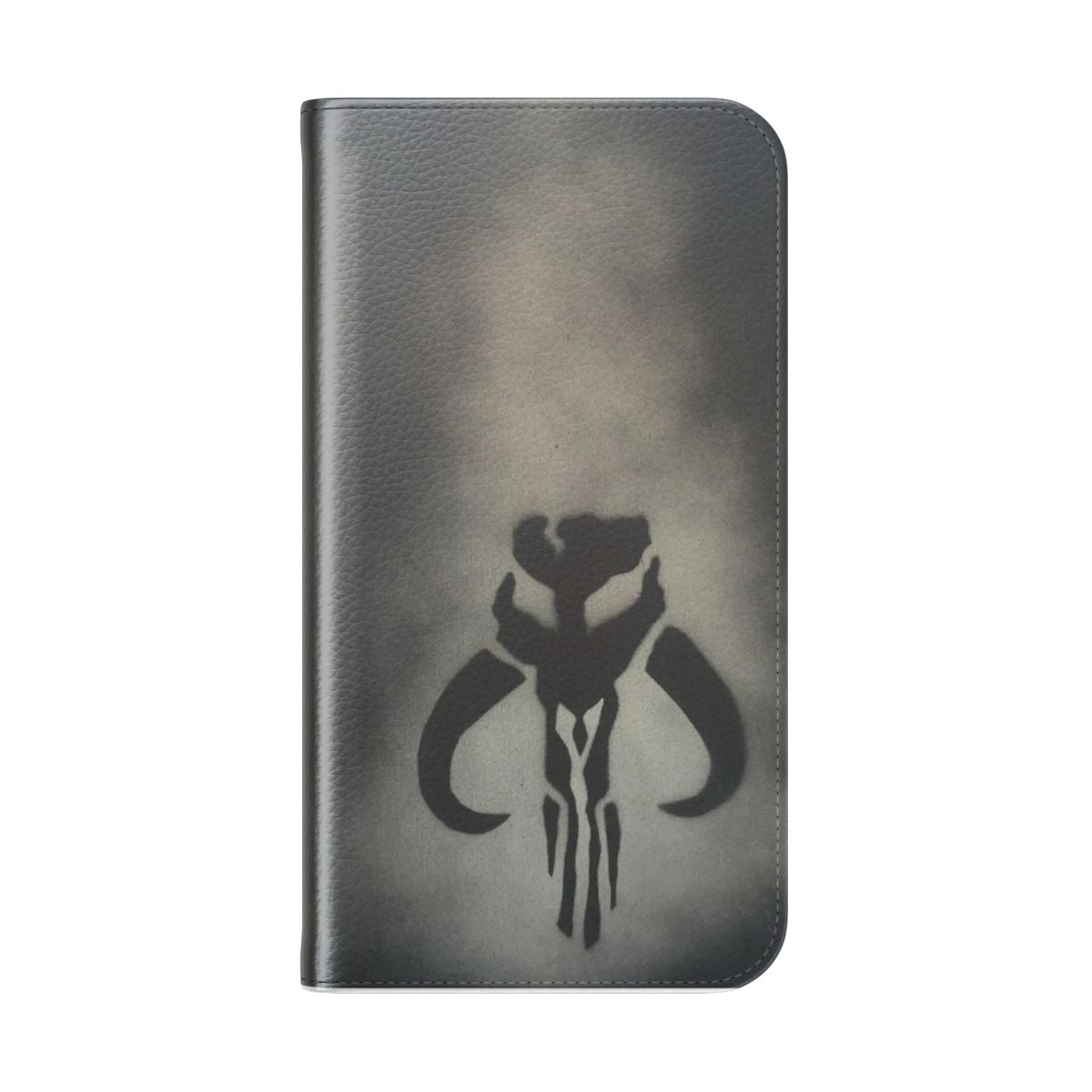 Mandalorian-inspired flip cover phone case with mythosaur skull design - Folded Back