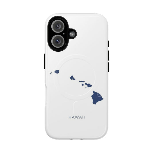 Minimalist phone case featuring a map of the Hawaiian islands