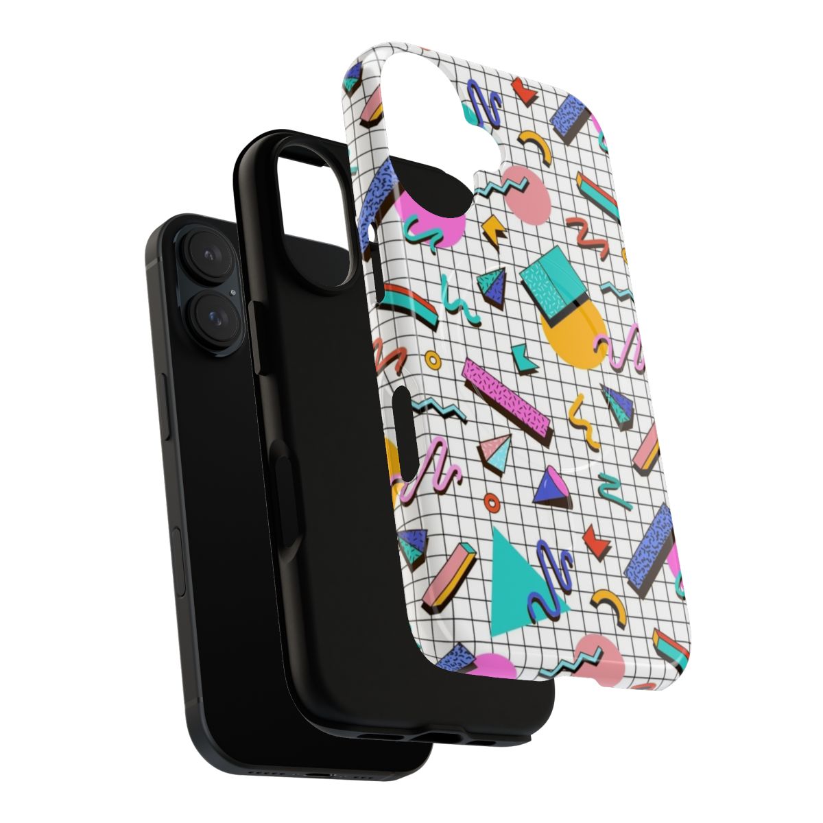 Stylish 80s retro design magnetic tough phone case with funky Memphis pattern - Layers