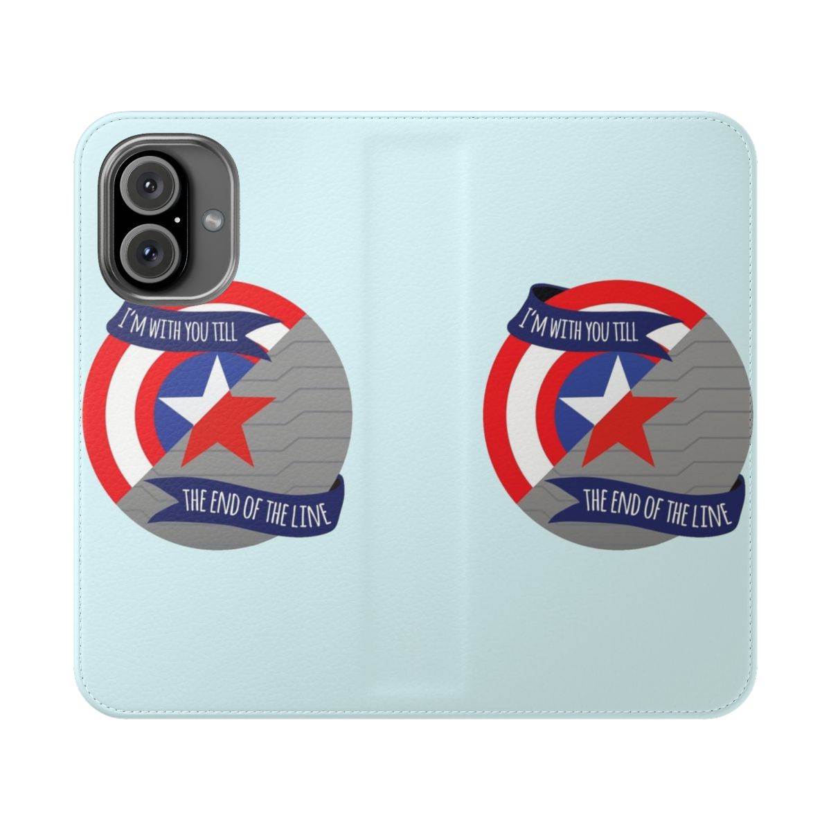 Stucky themed flip cover phone case featuring Captain America and Winter Soldier