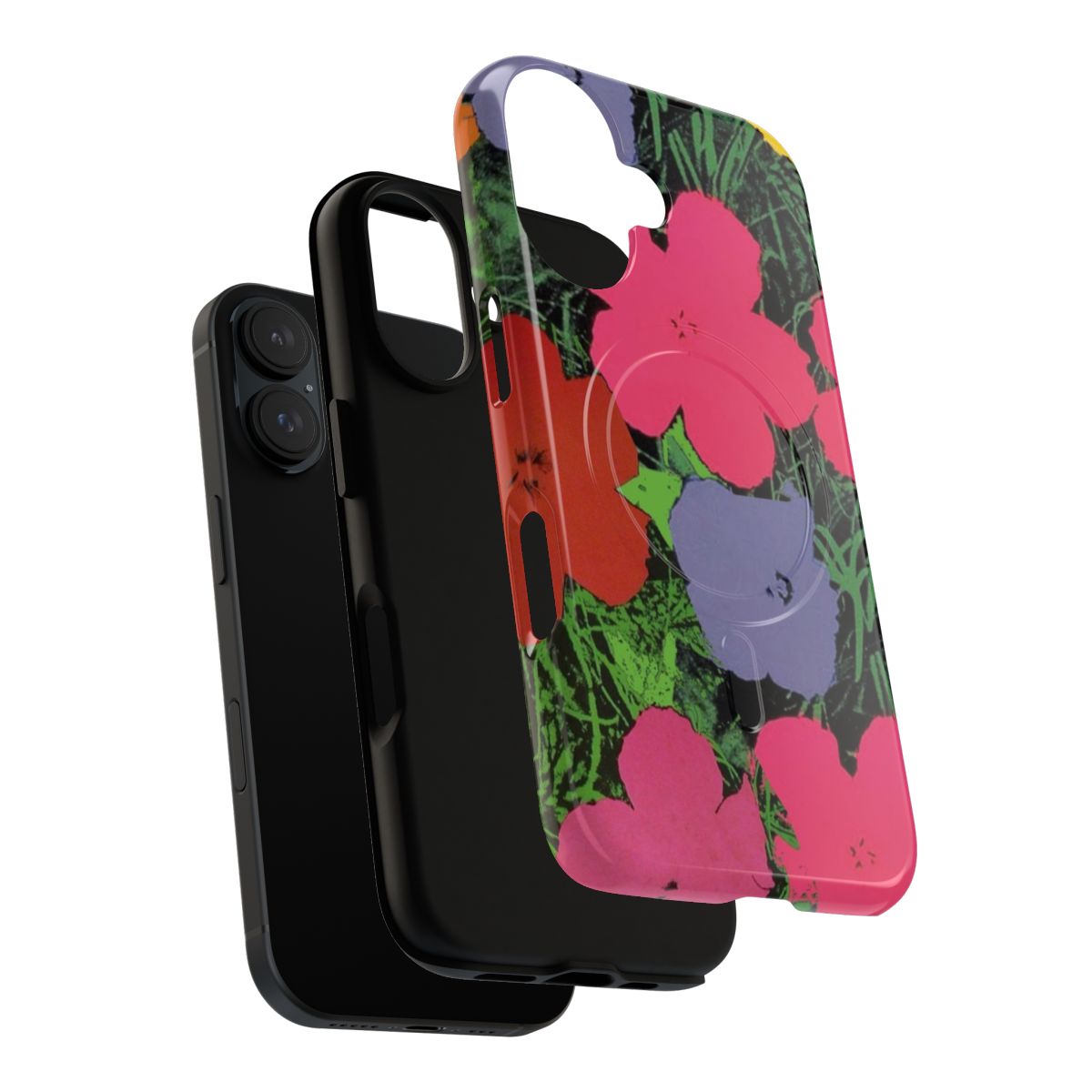 Colorful floral pop art design on a durable magnetic phone case - Layers