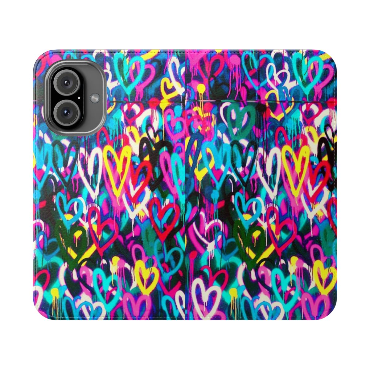 Colorful urban-inspired heart design phone case