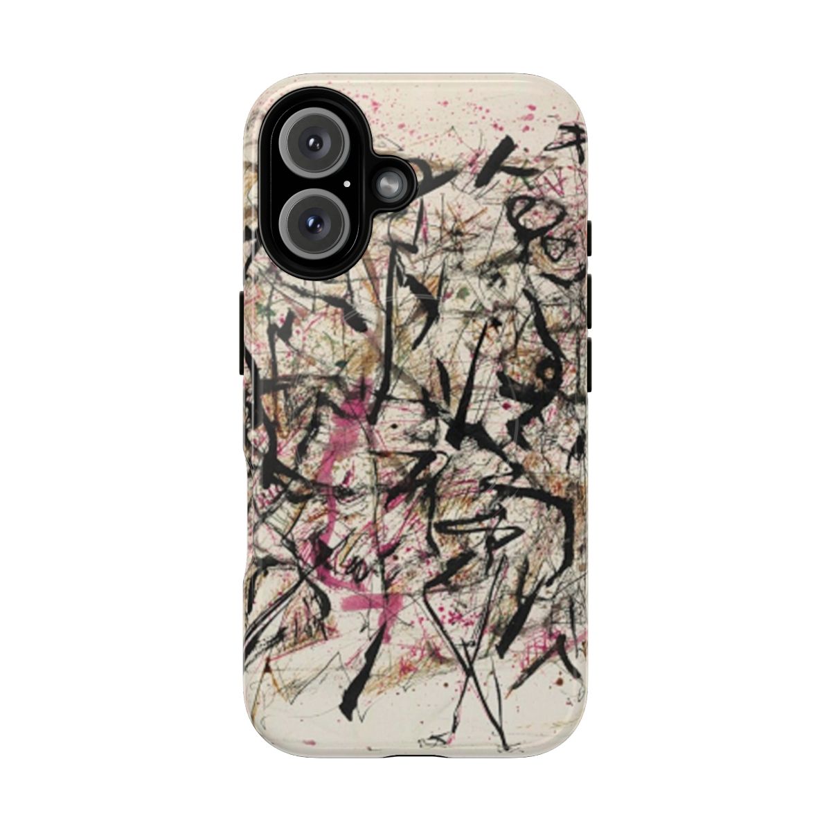 Vibrant abstract art phone case featuring a Jackson Pollock-inspired design