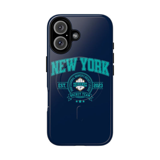 Phone case featuring a custom design for the New York Sirens women's hockey team